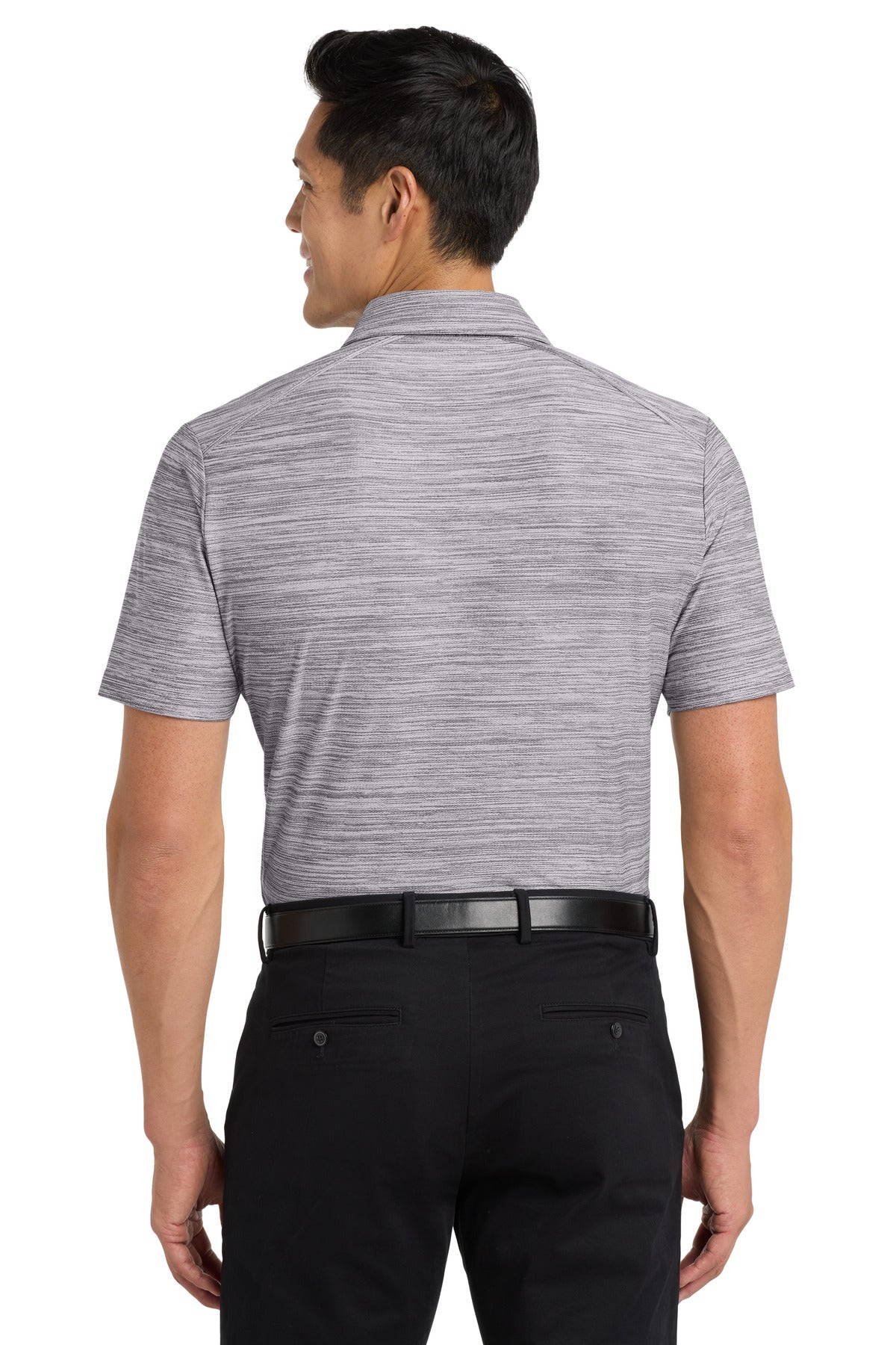 Graphite/White Port Authority Stretch Heather Polo K583
