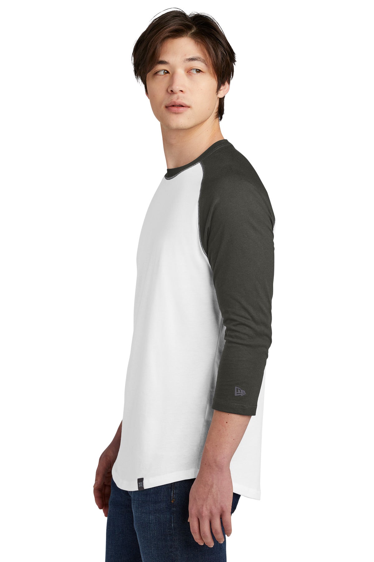 Graph/White New Era Heritage Blend 3/4-Sleeve Baseball Raglan Tee. NEA104