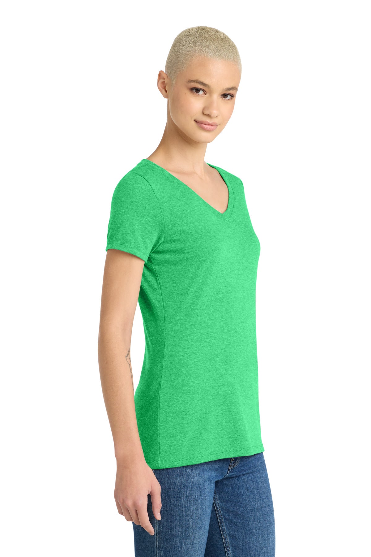 Green Frost District Women's Perfect Tri V-Neck Tee. DM1350L