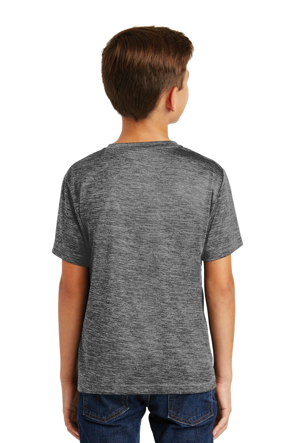 Grey Black Ele Sport-Tek Youth PosiCharge Electric Heather Tee. YST390