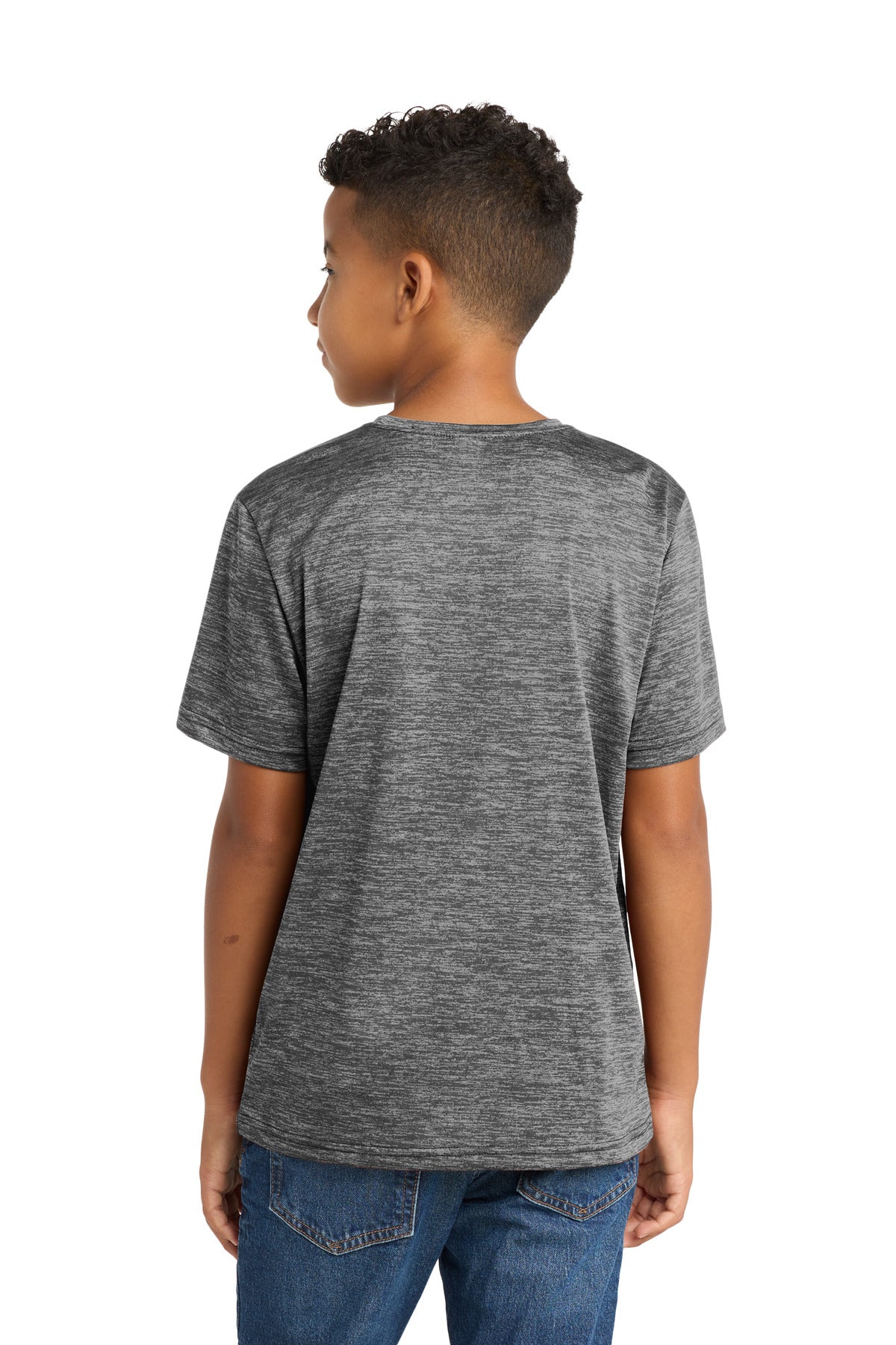 Grey Black Ele Sport-Tek Youth PosiCharge Electric Heather Tee. YST390
