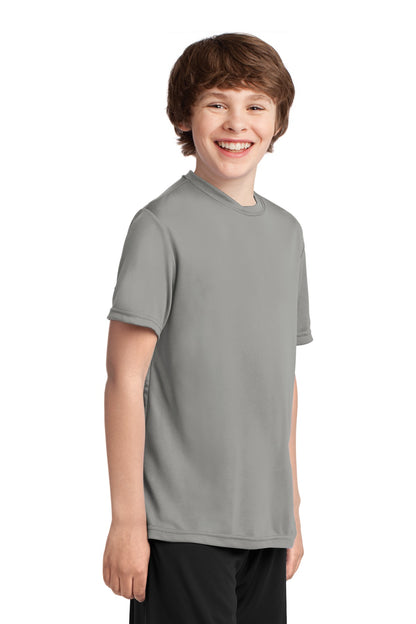 Grey Concrete Port & Company Youth Performance Tee. PC380Y