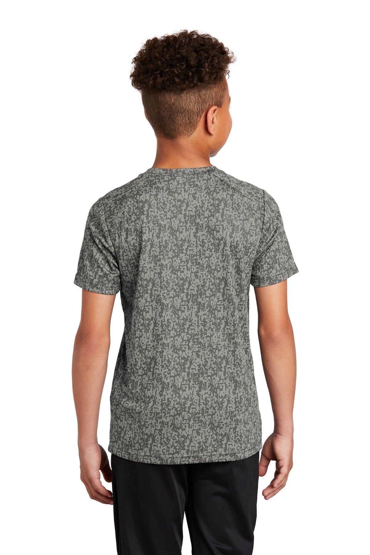 Grey Concrete Sport-Tek Youth Digi Camo Tee. YST460