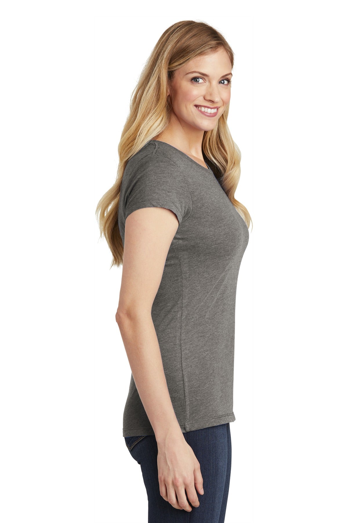 Grey Frost District Women's Fitted Perfect Tri Tee. DT155