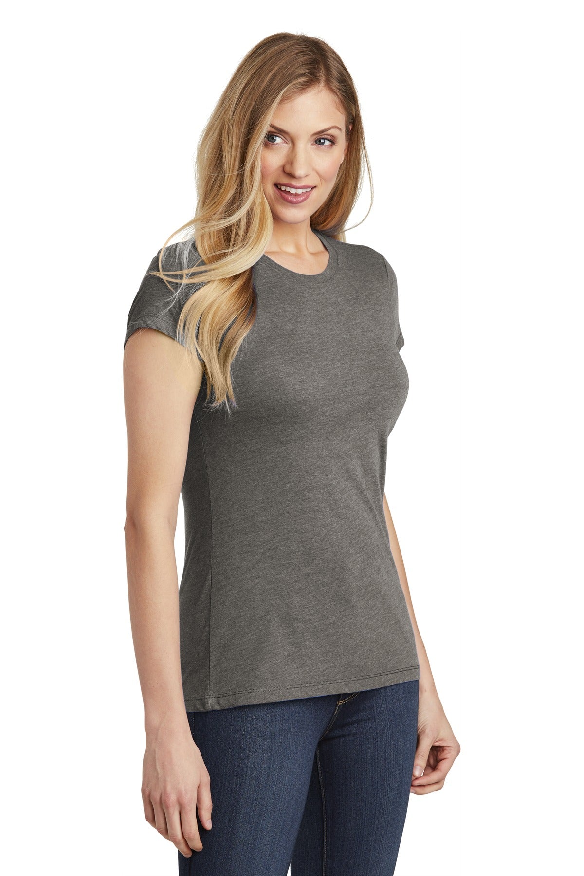 Grey Frost District Women's Fitted Perfect Tri Tee. DT155