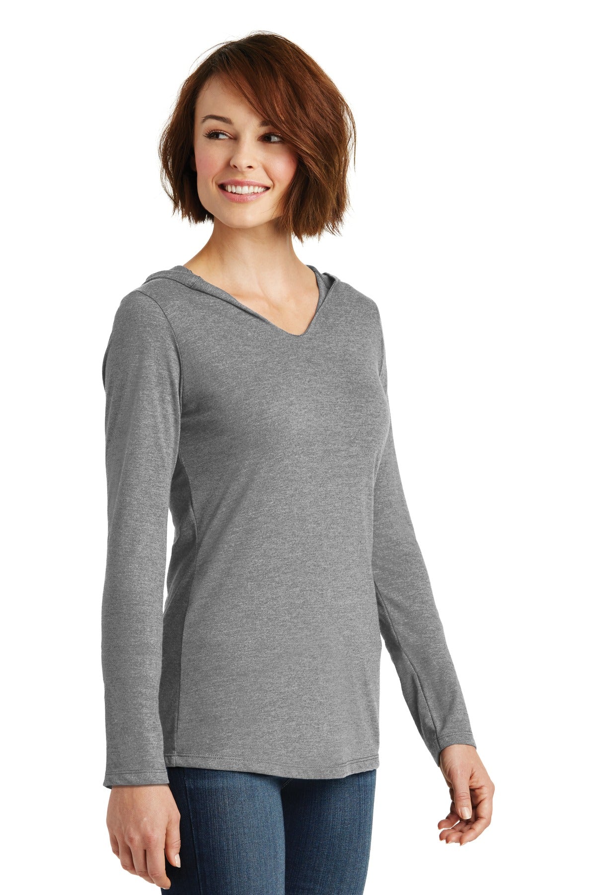 Grey Frost District Women's Perfect Tri Long Sleeve Hoodie. DM139L