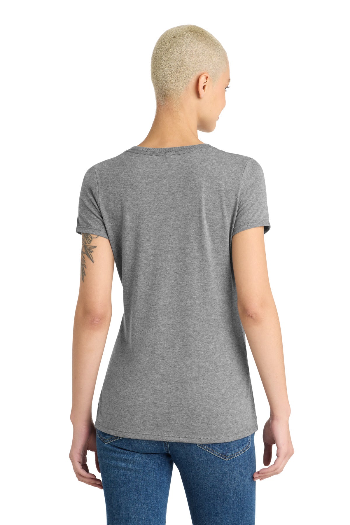 Grey Frost District Women's Perfect Tri V-Neck Tee. DM1350L