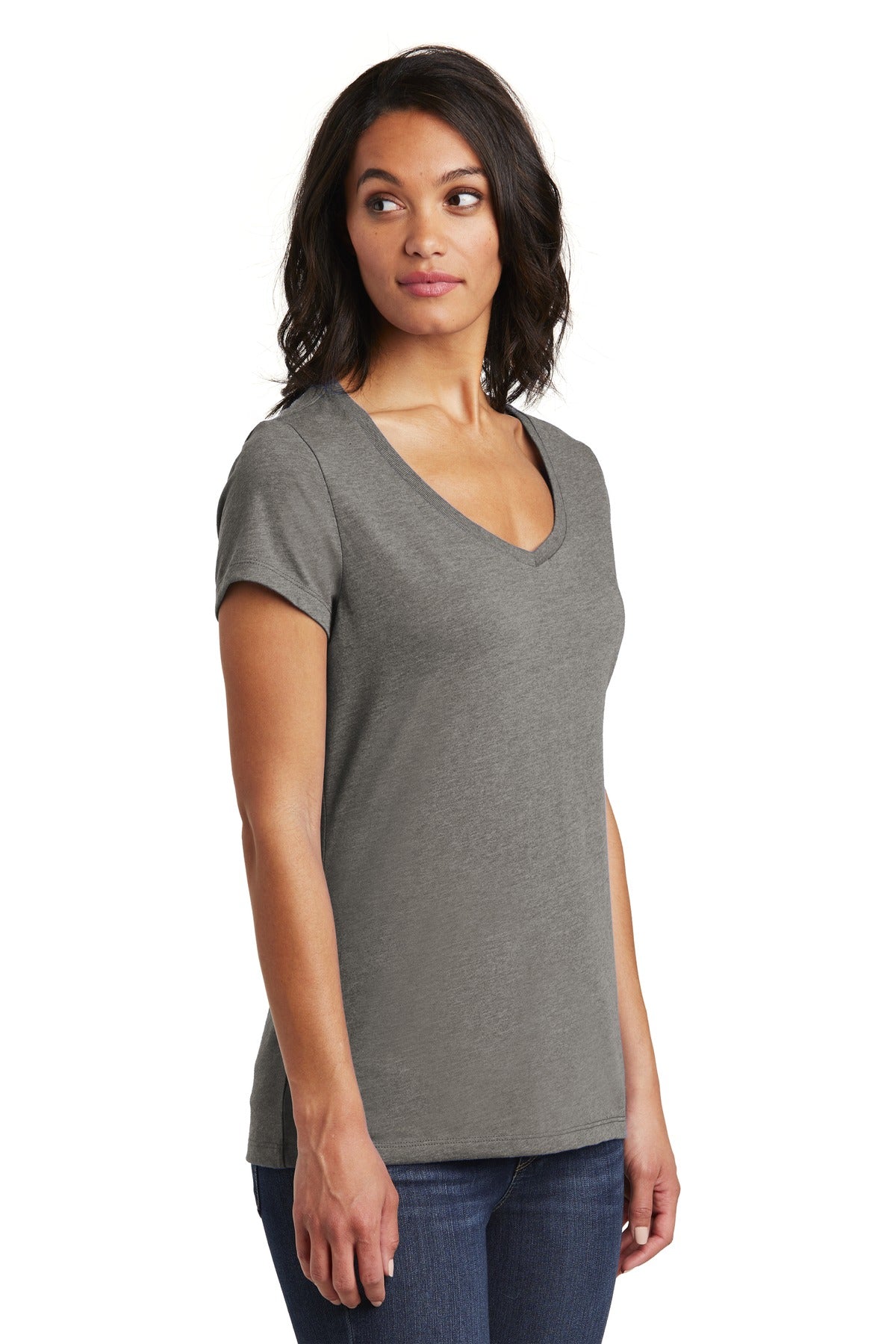 Grey Frost District Women's Very Important Tee V-Neck. DT6503