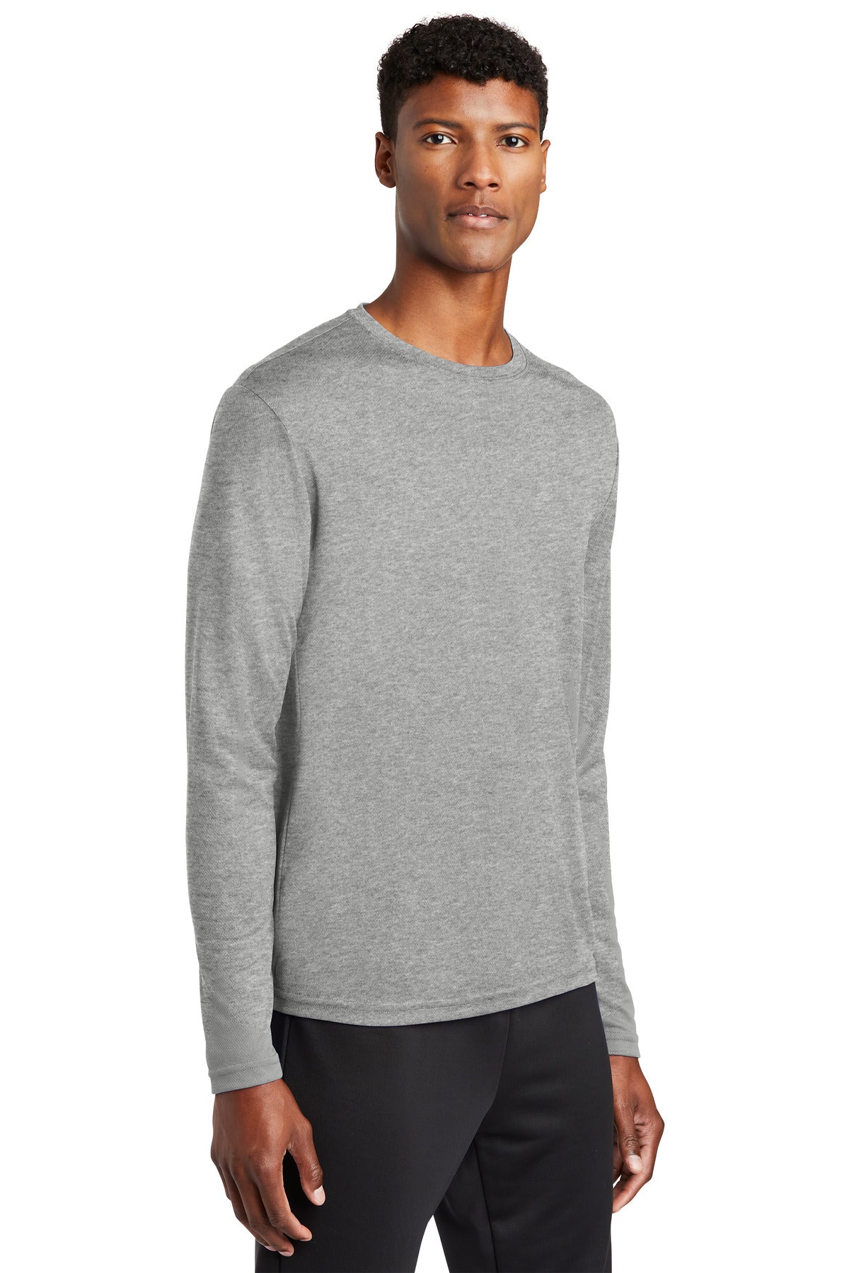 Grey Heather Sport-Tek PosiCharge RacerMesh Long Sleeve Tee. ST340LS