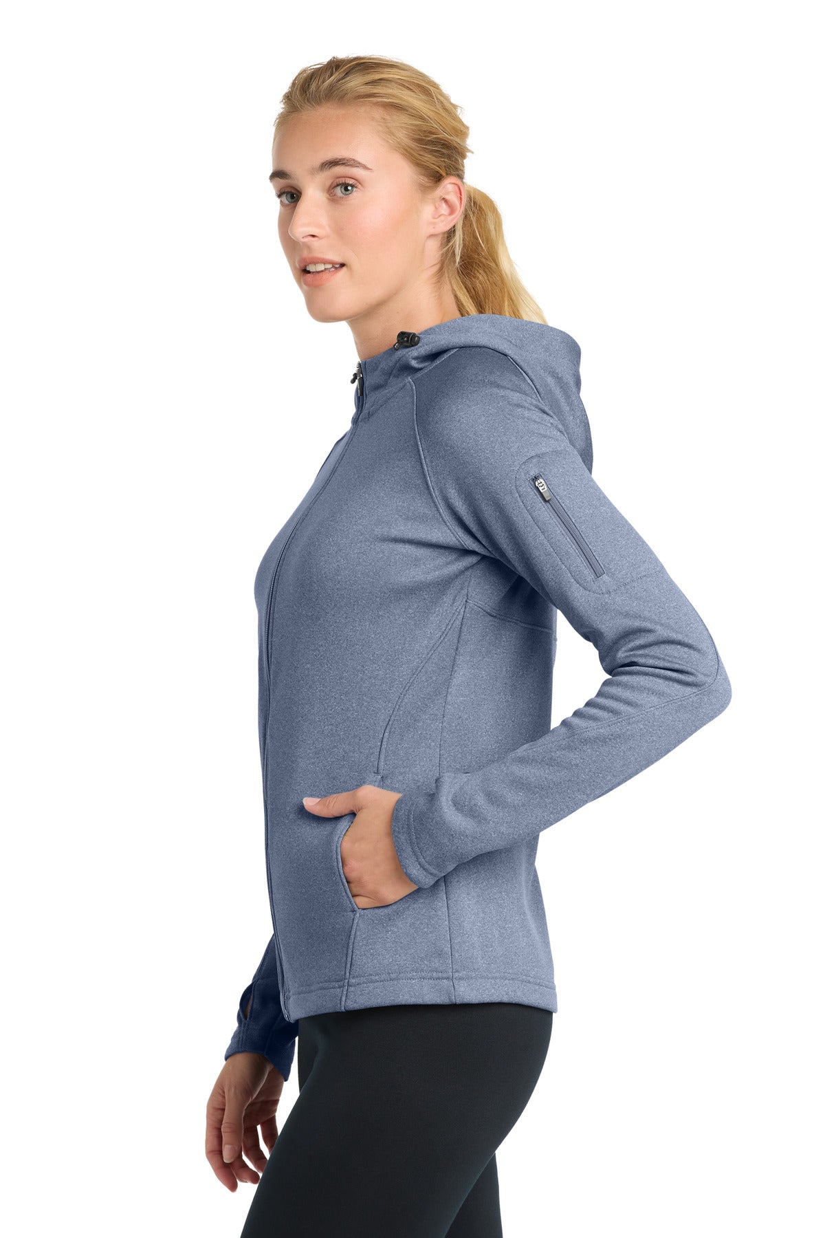 Grey Heather Sport-Tek Women's Tech Fleece Full-Zip Hooded Jacket. L248