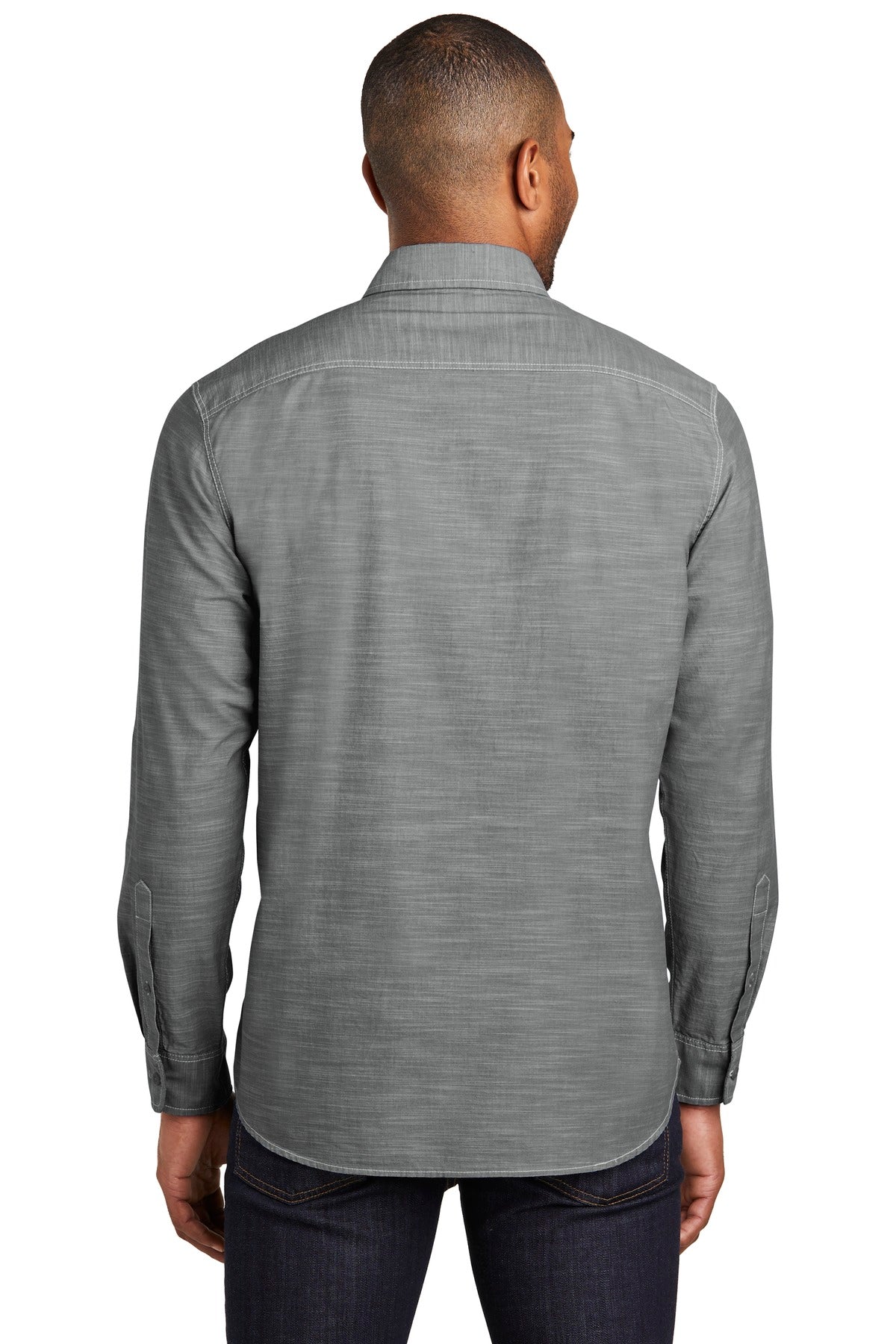 Grey Port Authority Slub Chambray Shirt. W380