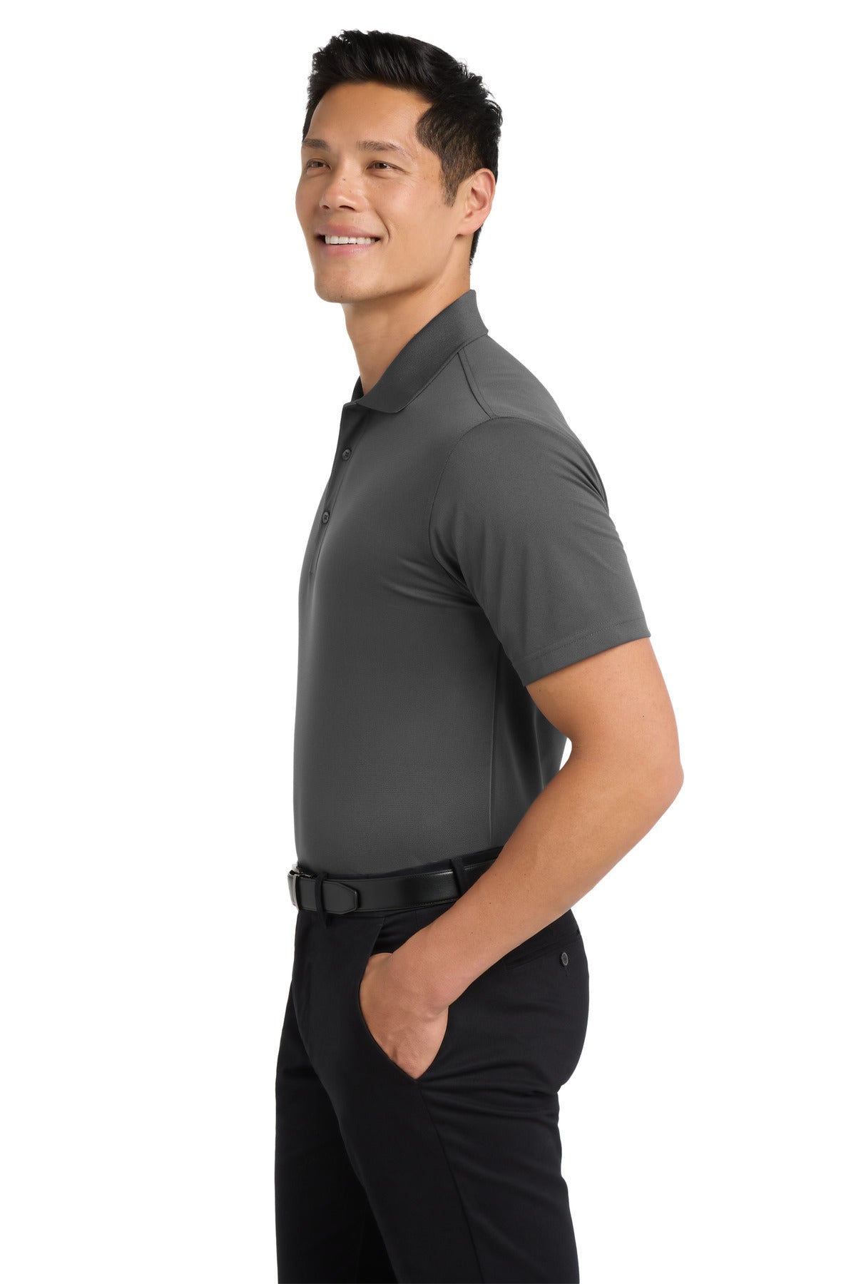Grey Smoke Port Authority Tall Tech Pique Polo. TLK527