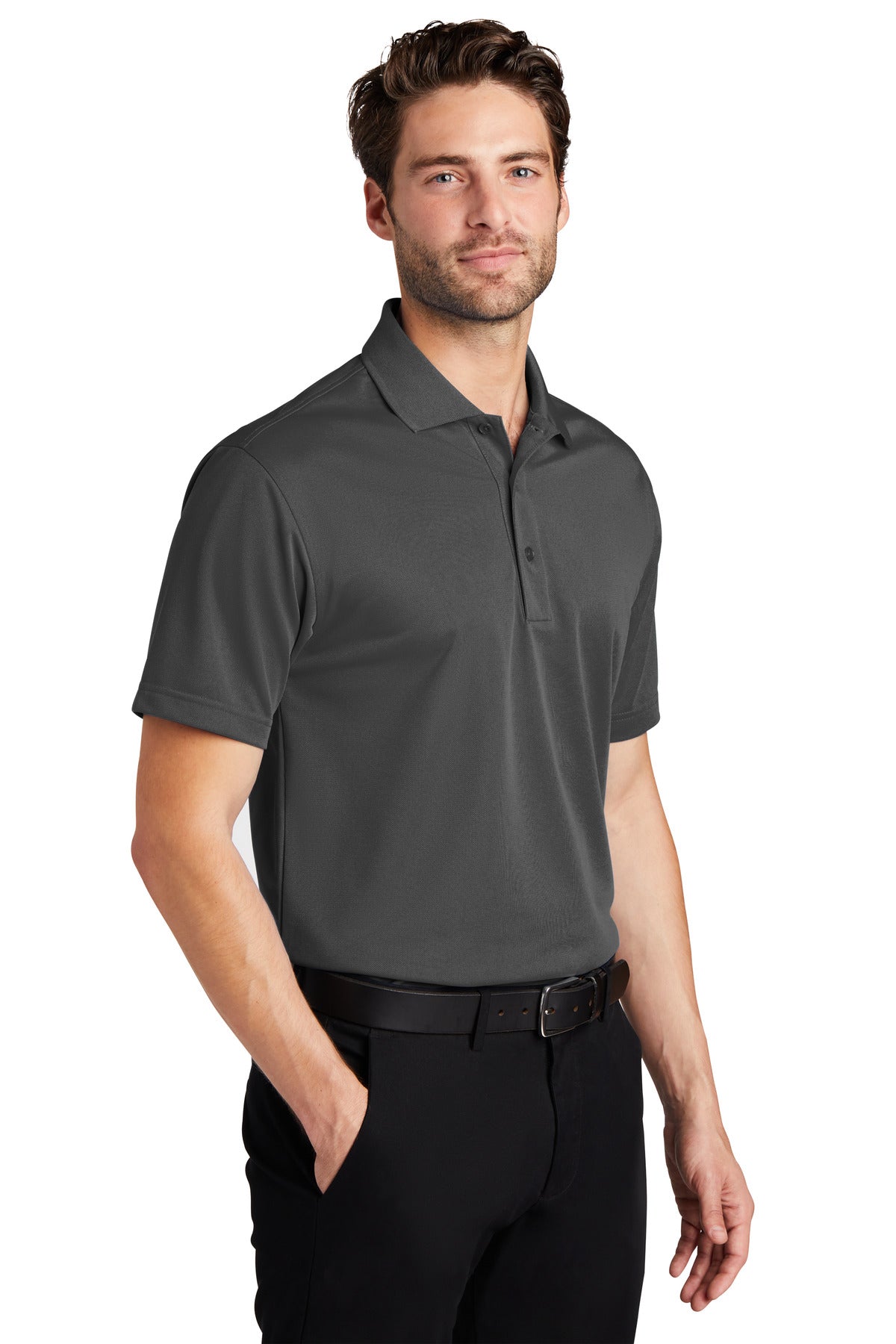 Grey Smoke Port Authority Tall Tech Pique Polo. TLK527