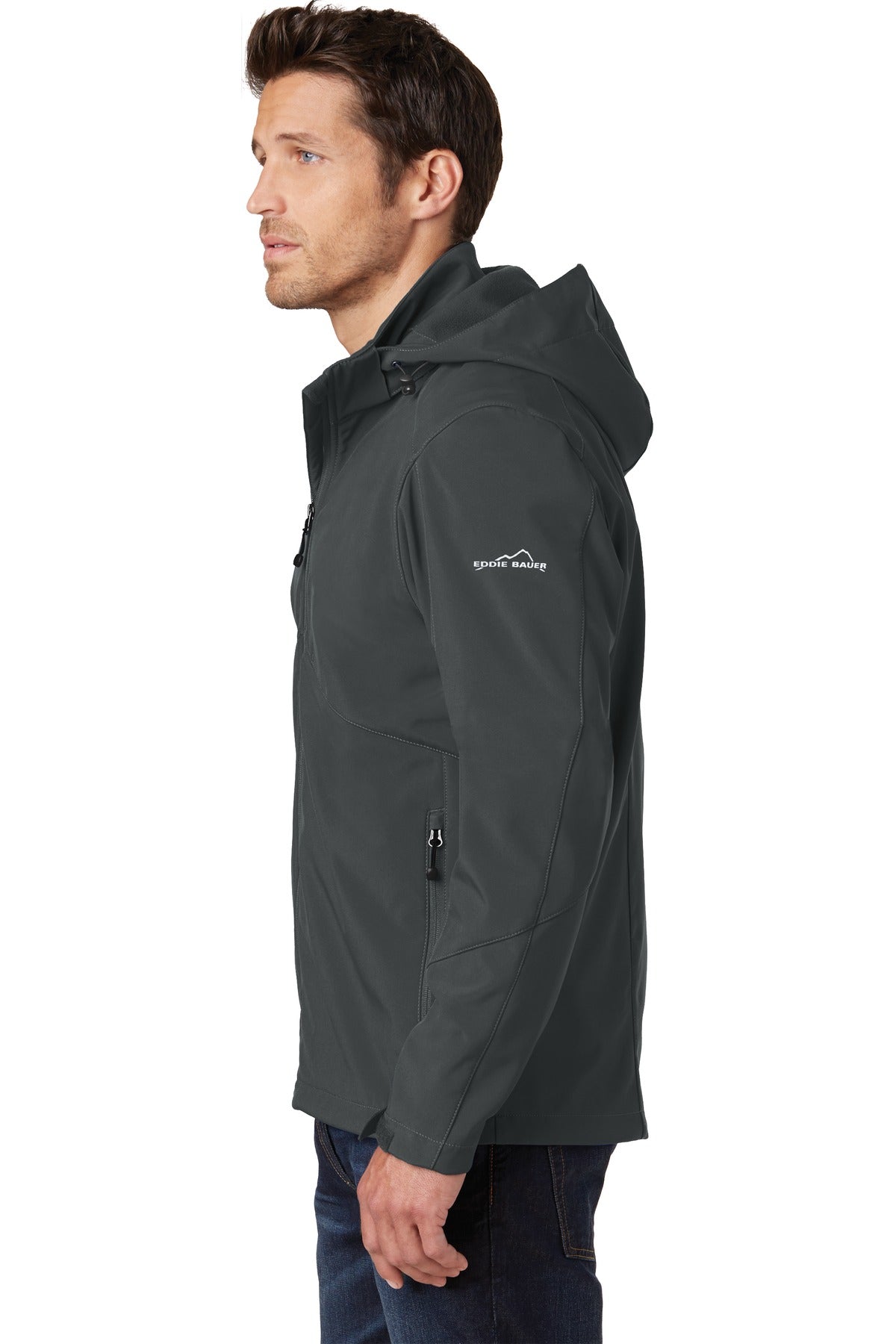 Grey Steel Eddie Bauer Hooded Soft Shell Parka. EB536