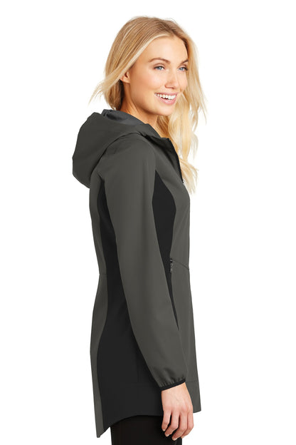 Grey Stl/Dp Bk Port Authority Women's Active Hooded Soft Shell Jacket. L719
