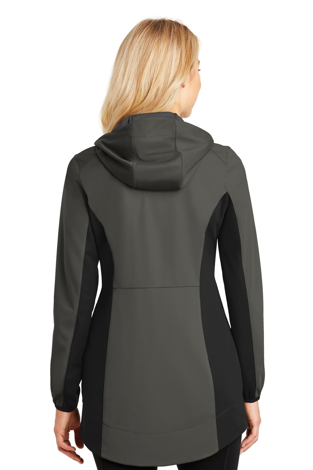 Grey Stl/Dp Bk Port Authority Women's Active Hooded Soft Shell Jacket. L719