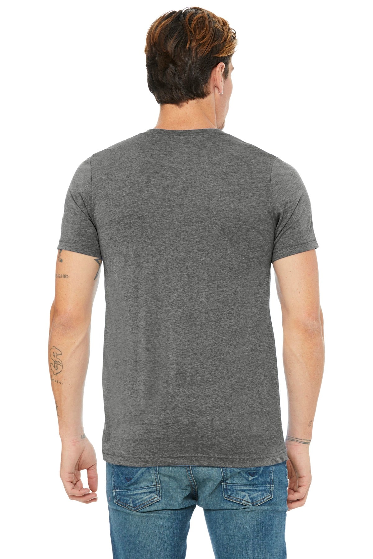 Grey TB BELLA+CANVAS Unisex Triblend Short Sleeve V-Neck Te. BC3415