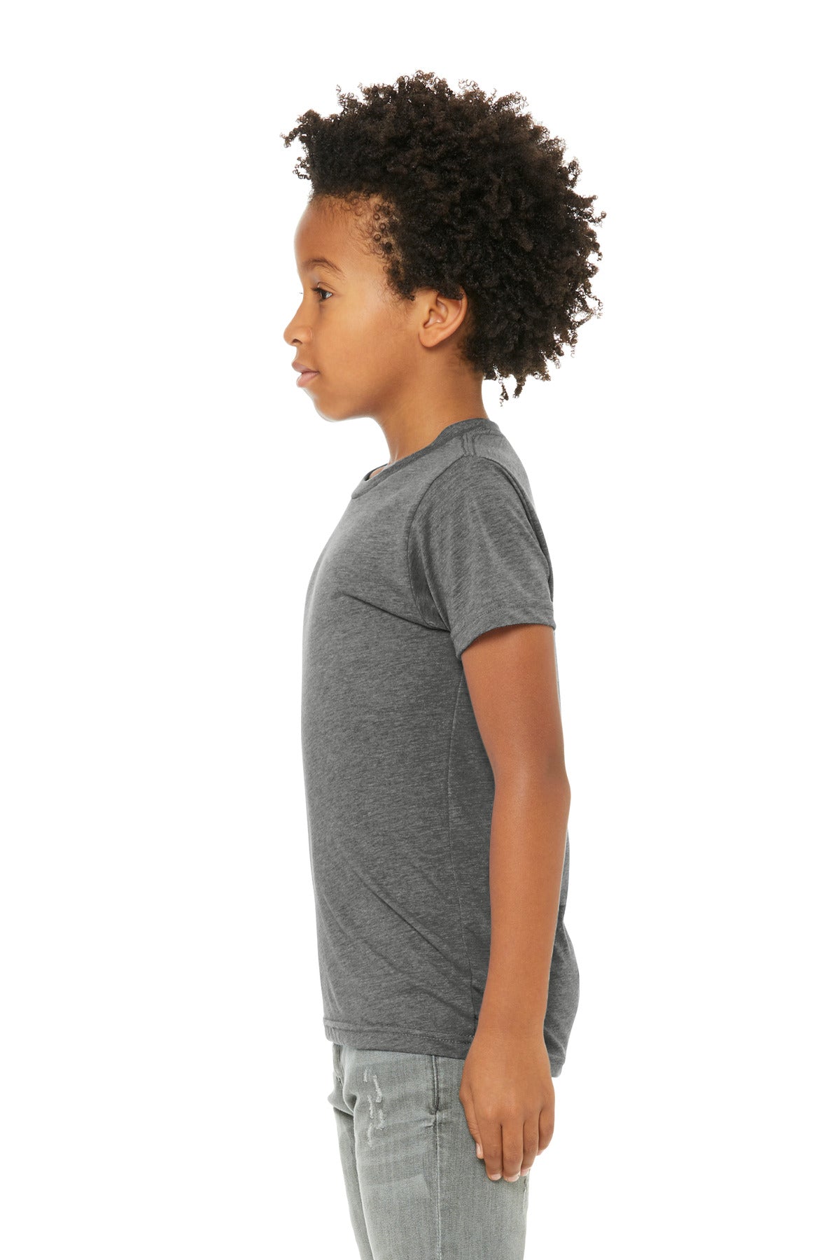 Grey TB BELLA+CANVAS Youth Triblend Short Sleeve Tee. BC3413Y