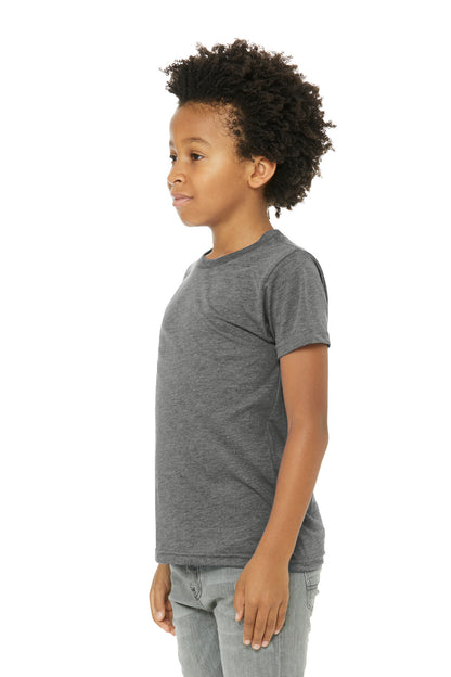 Grey TB BELLA+CANVAS Youth Triblend Short Sleeve Tee. BC3413Y