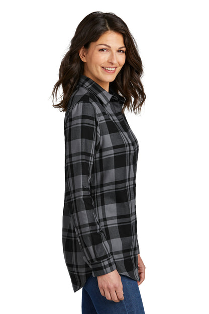 Grey/Black Port Authority Women's Plaid Flannel Tunic . LW668
