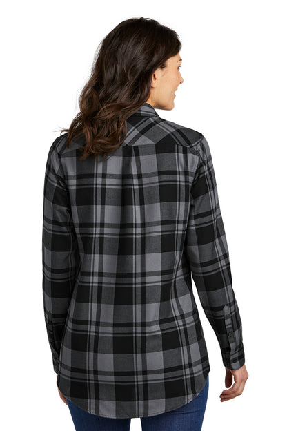 Grey/Black Port Authority Women's Plaid Flannel Tunic . LW668