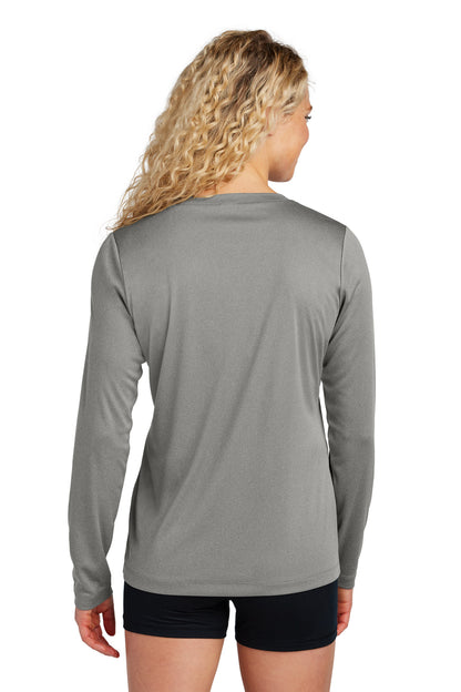 GryConHthr Sport-Tek Women's Long Sleeve PosiCharge Competitor V-Neck Tee. LST353LS