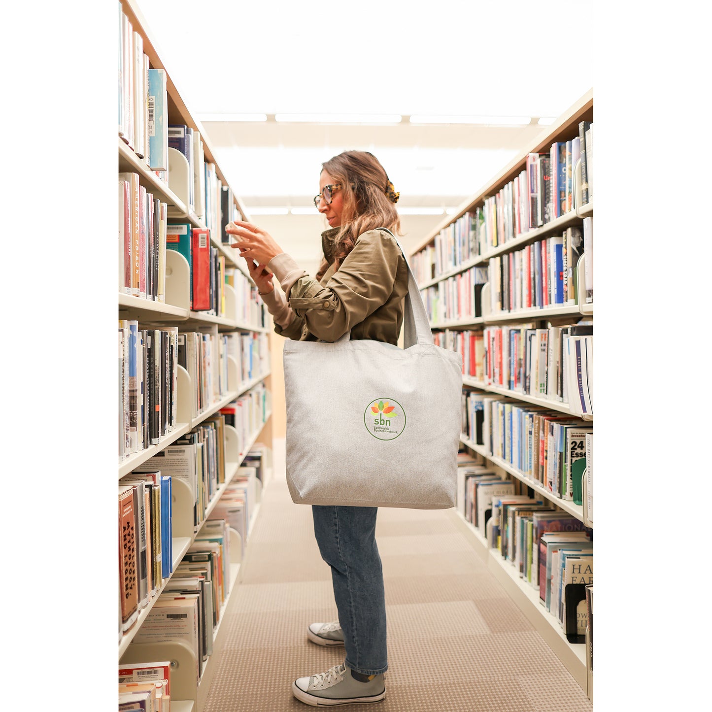 AWARE™ Recycled Cotton Shopper Tote with Interior Zip Pocket