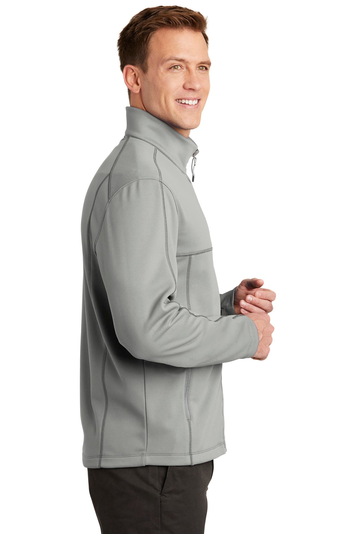Gusty Grey Port Authority Collective Smooth Fleece Jacket. F904