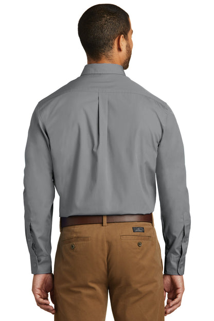 Gusty Grey Port Authority Long Sleeve Carefree Poplin Shirt. W100