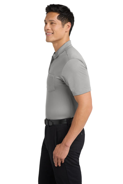 Gusty Grey Port Authority Silk Touch Performance Pocket Polo. K540P