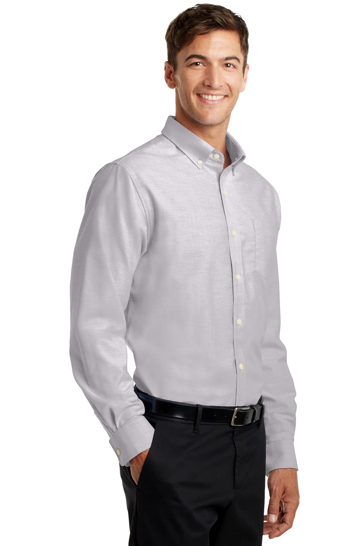 Gusty Grey Port Authority SuperPro Oxford Shirt. S658