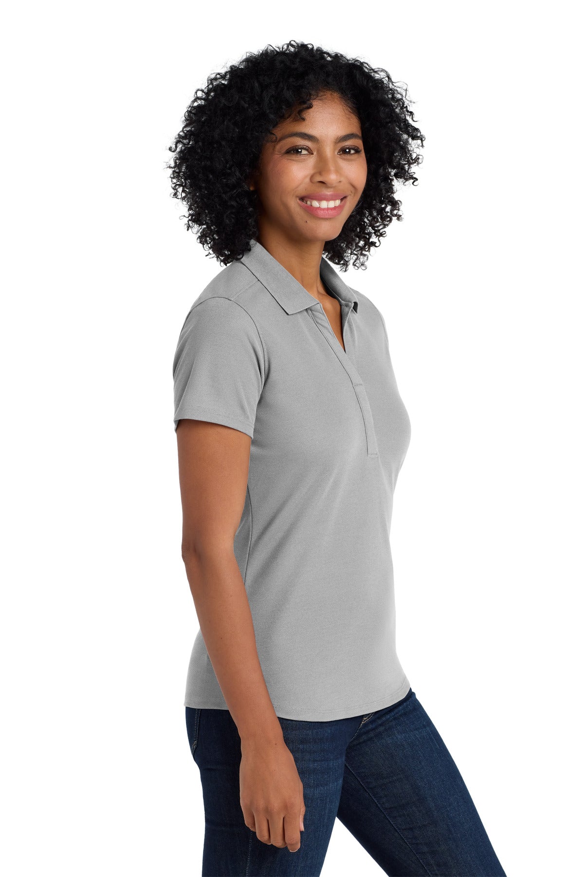 Gusty Grey Port Authority Women's EZPerformance Pique Polo. LK600