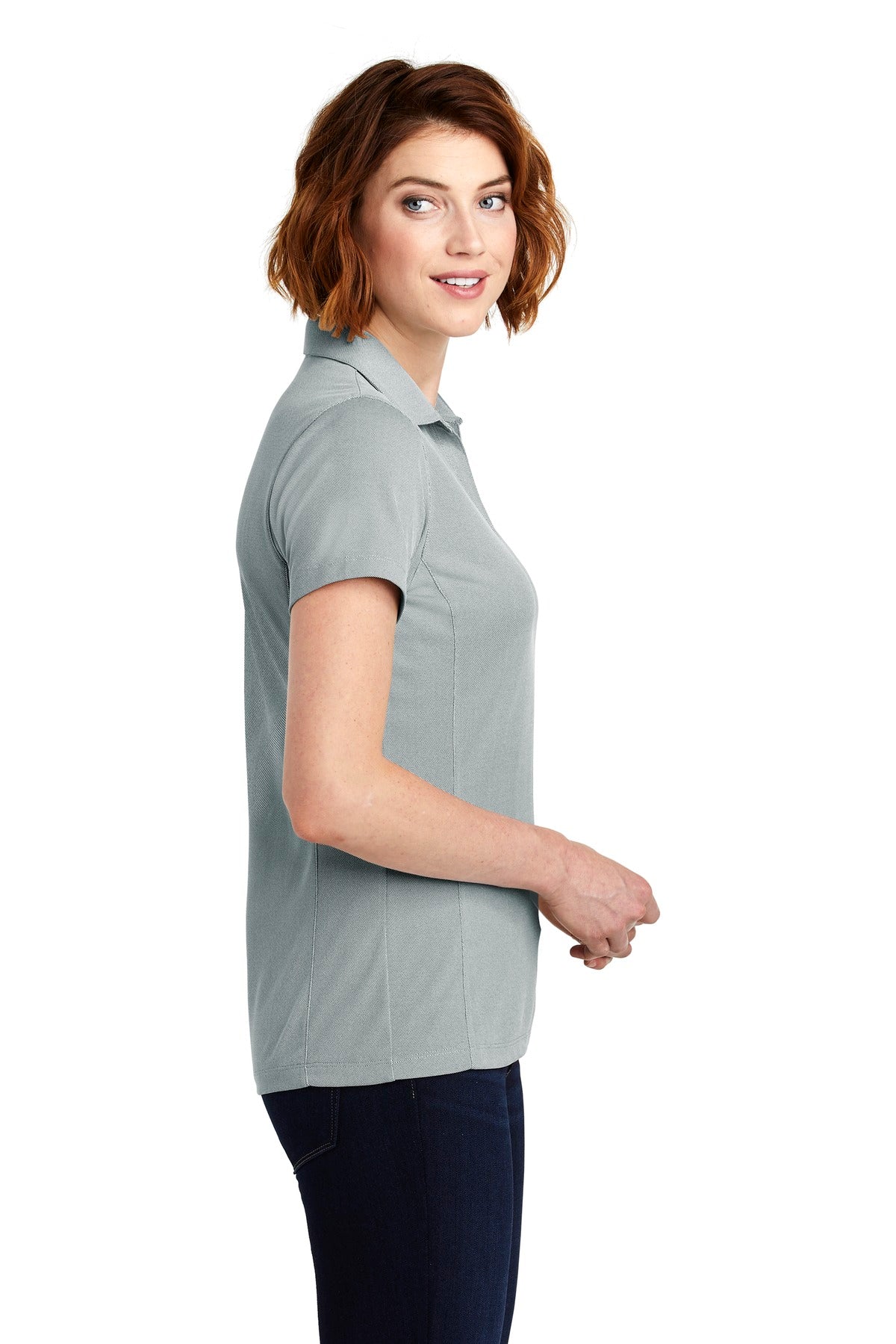 Gusty Grey Port Authority Women's Poly Oxford Pique Polo. LK582