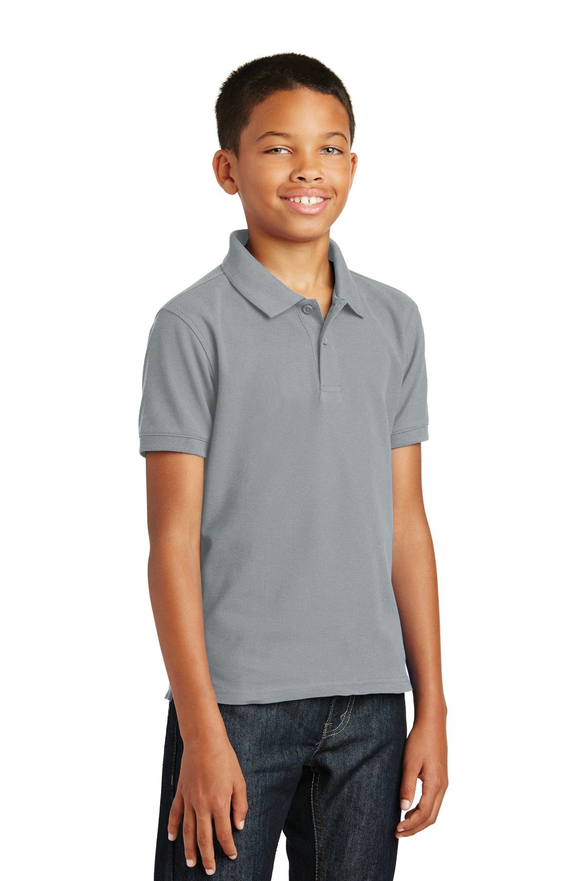 Gusty Grey Port Authority Youth Core Classic Pique Polo. Y100
