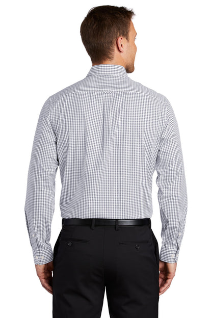 Gusty Grey/Wht Port Authority Broadcloth Gingham Easy Care Shirt W644