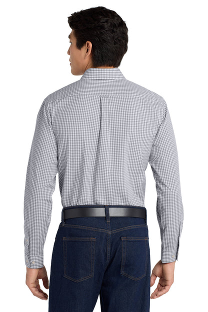 Gusty Grey/Wht Port Authority Broadcloth Gingham Easy Care Shirt W644