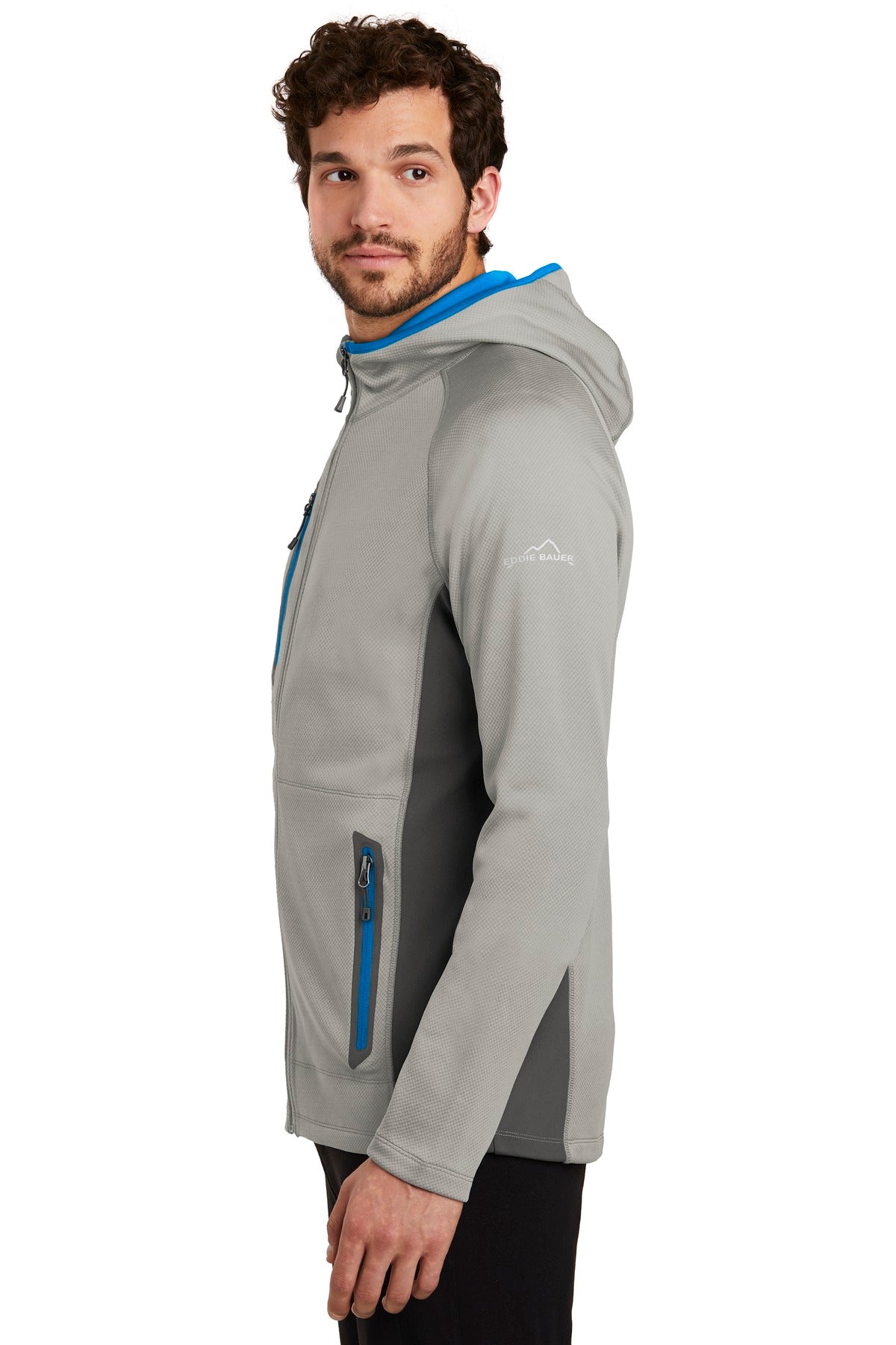 Gy Cld/GS/ExBl Eddie Bauer Sport Hooded Full-Zip Fleece Jacket. EB244