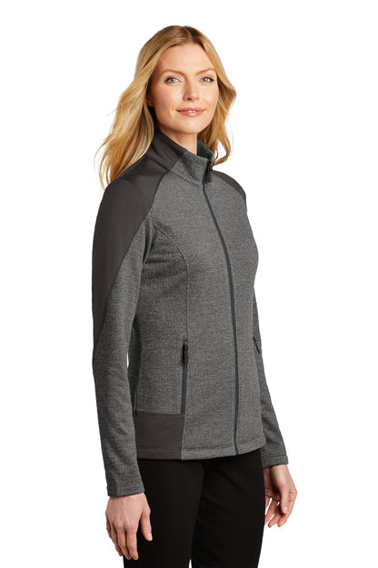 Gy Smk H/Gy Sm Port Authority Women's Grid Fleece Jacket. L239