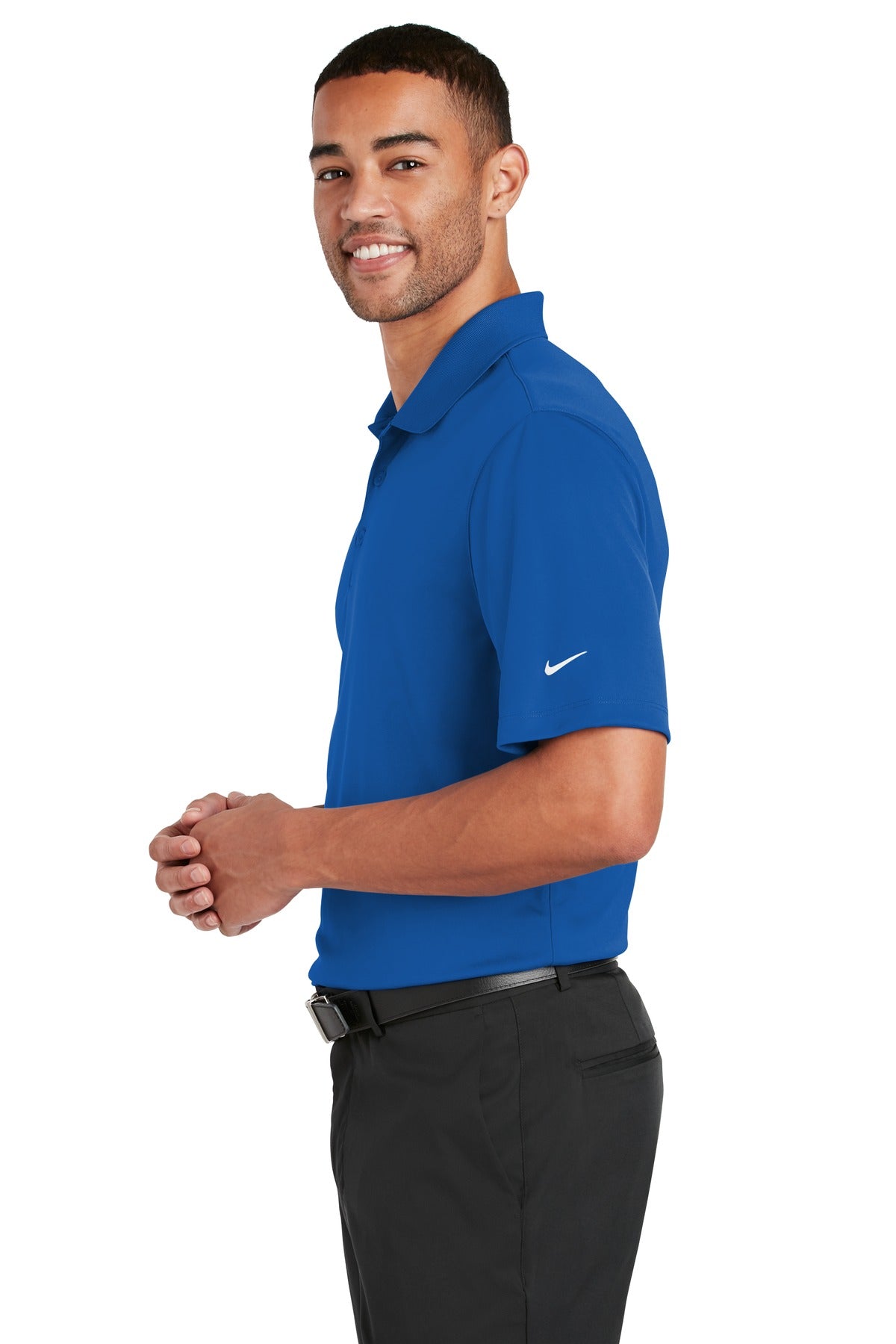 Gym Blue Nike Dri-FIT Classic Fit Players Polo with Flat Knit Collar. 838956
