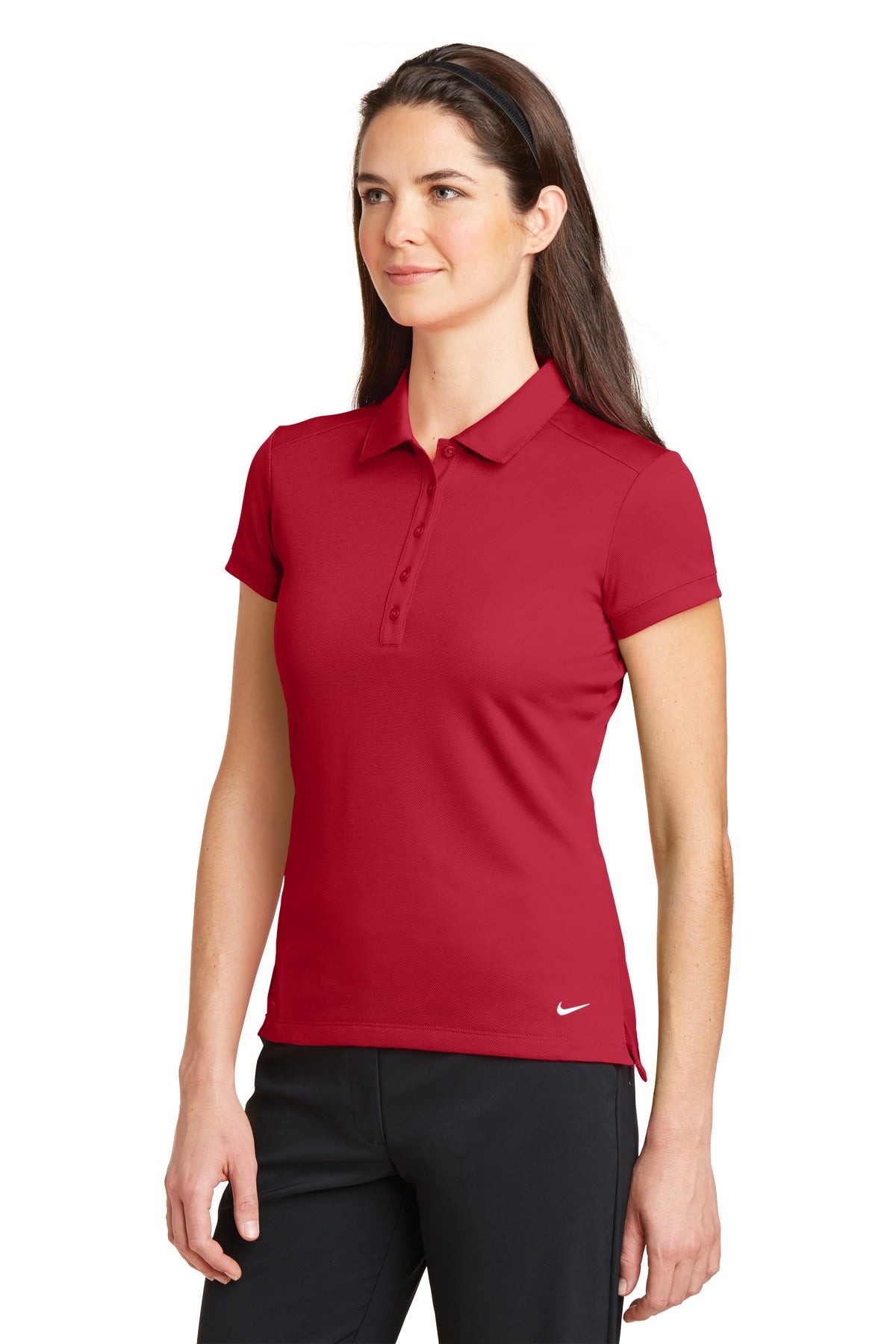 Gym Red Nike Women's Dri-FIT Solid Icon Pique Modern Fit Polo. 746100