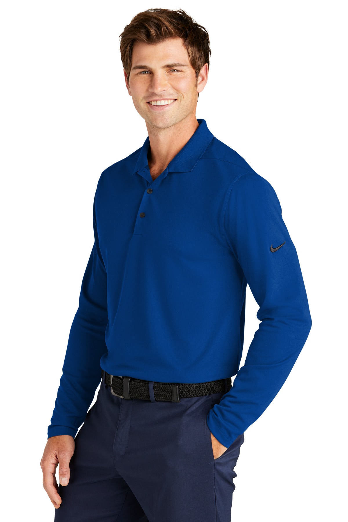 GymBlue Nike Dri-FIT Micro Pique 2.0 Long Sleeve Polo NKDC2104