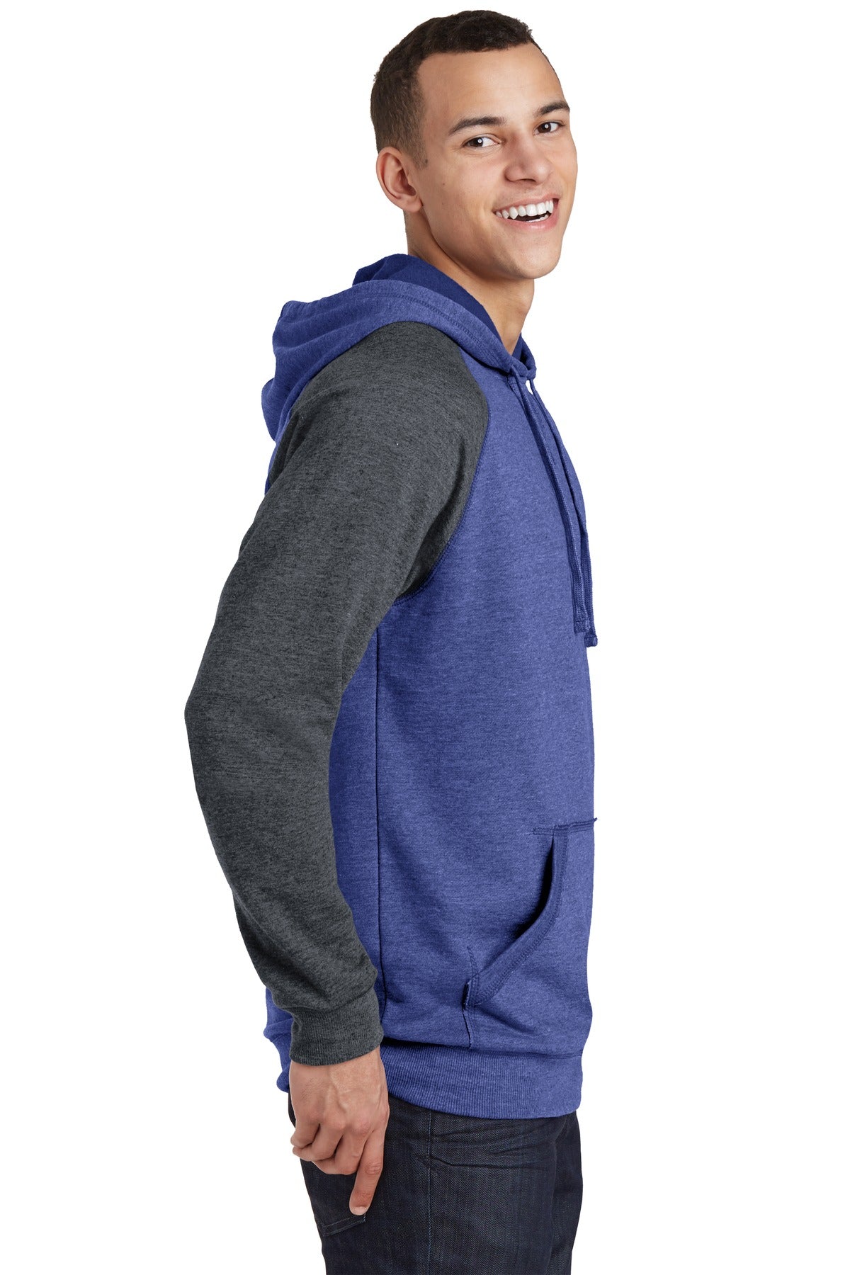 H Dp Ryl/H Cha District Young Mens Lightweight Fleece Raglan Hoodie. DT196
