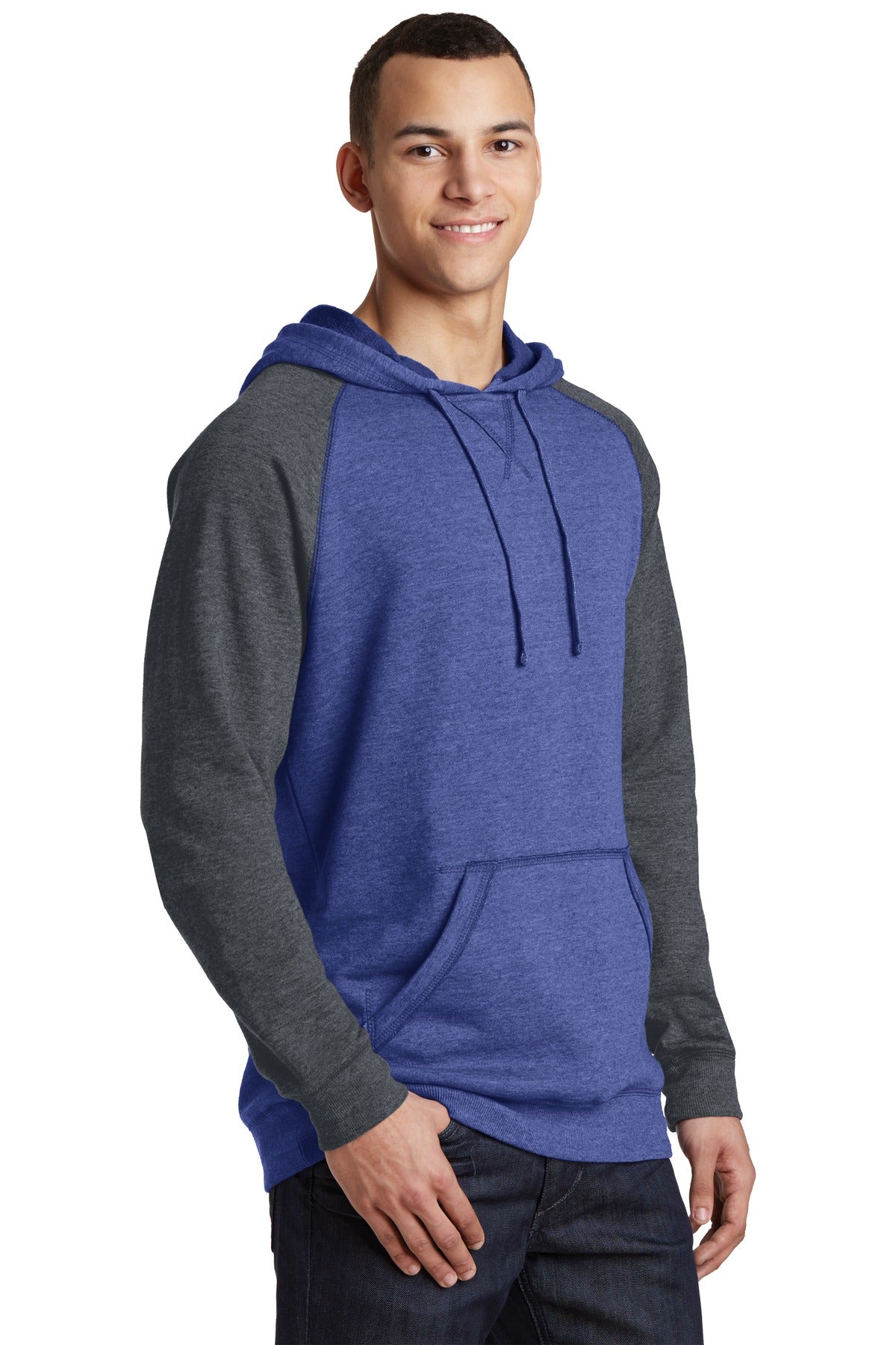 H Dp Ryl/H Cha District Young Mens Lightweight Fleece Raglan Hoodie. DT196