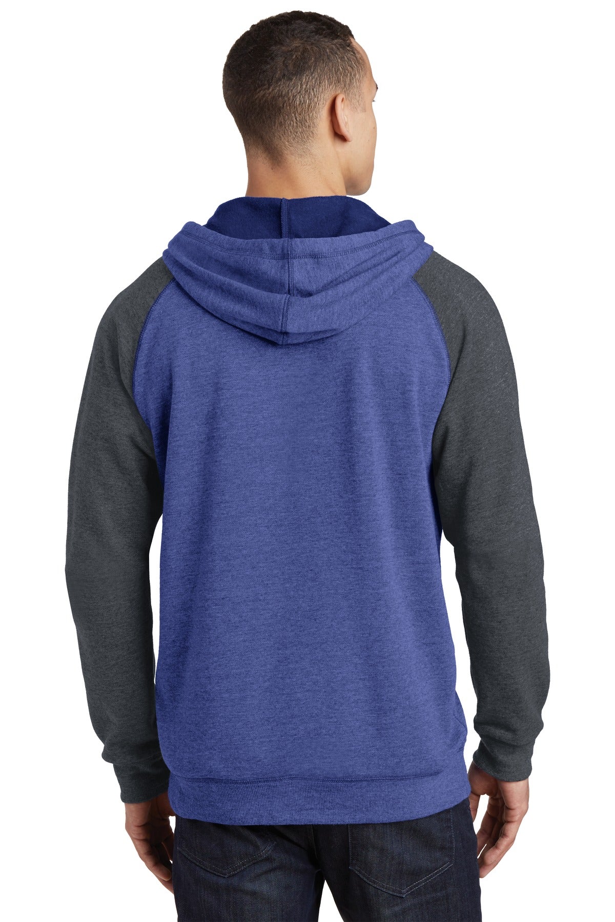 H Dp Ryl/H Cha District Young Mens Lightweight Fleece Raglan Hoodie. DT196