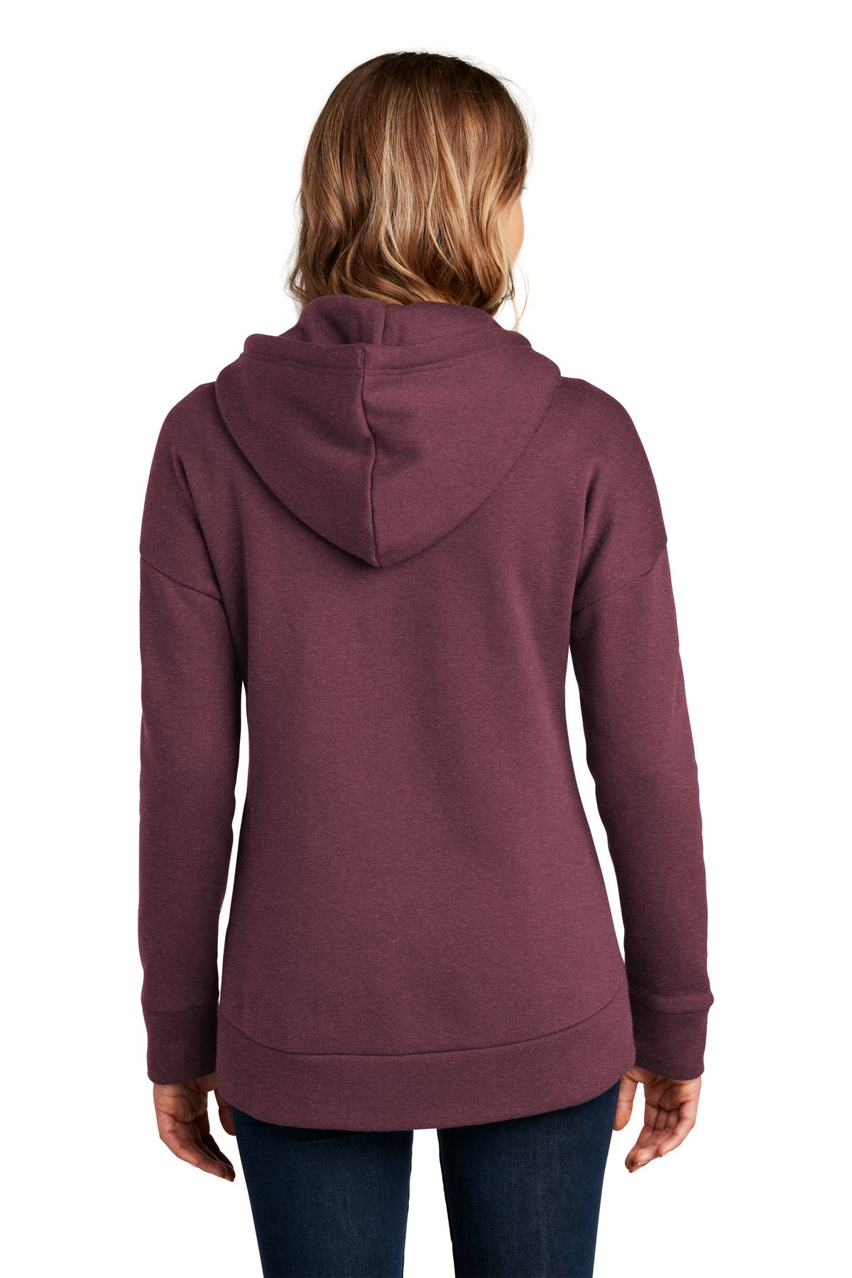 He Loganberry District Women's Perfect Weight Fleece Drop Shoulder Full-Zip Hoodie DT1104