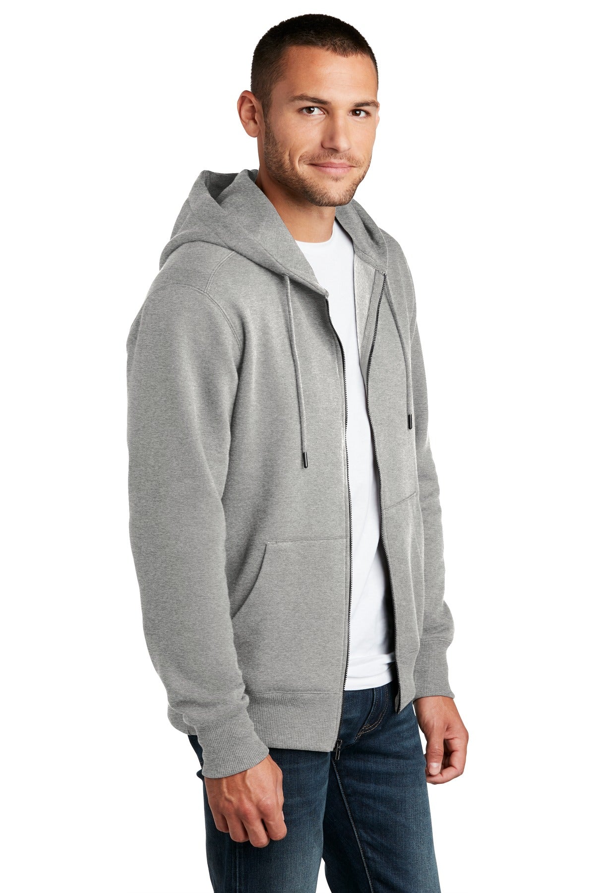 He Steel District Perfect Weight Fleece Full-Zip Hoodie DT1103