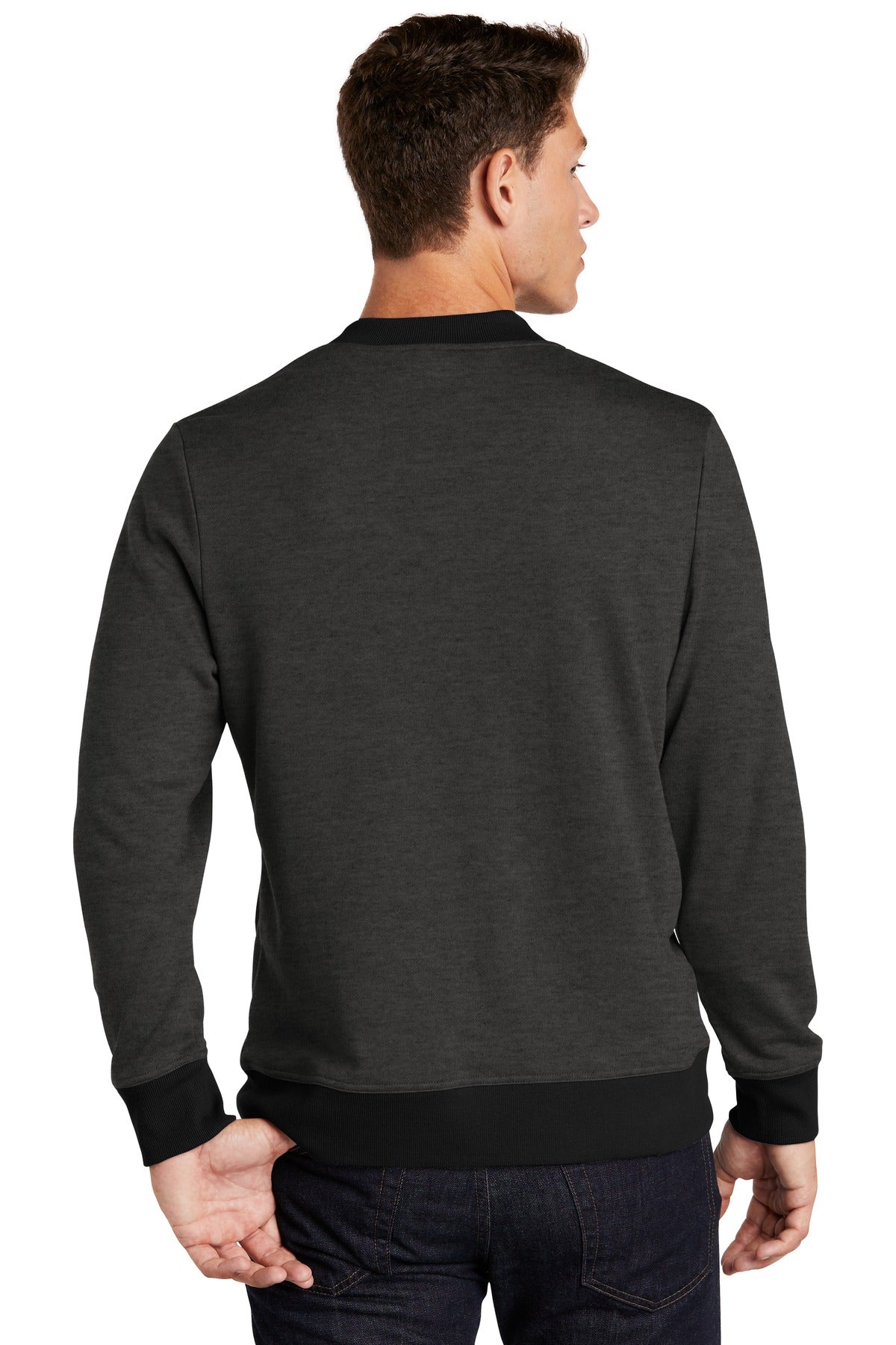 Heather Black Sport-Tek Lightweight French Terry Bomber. ST274