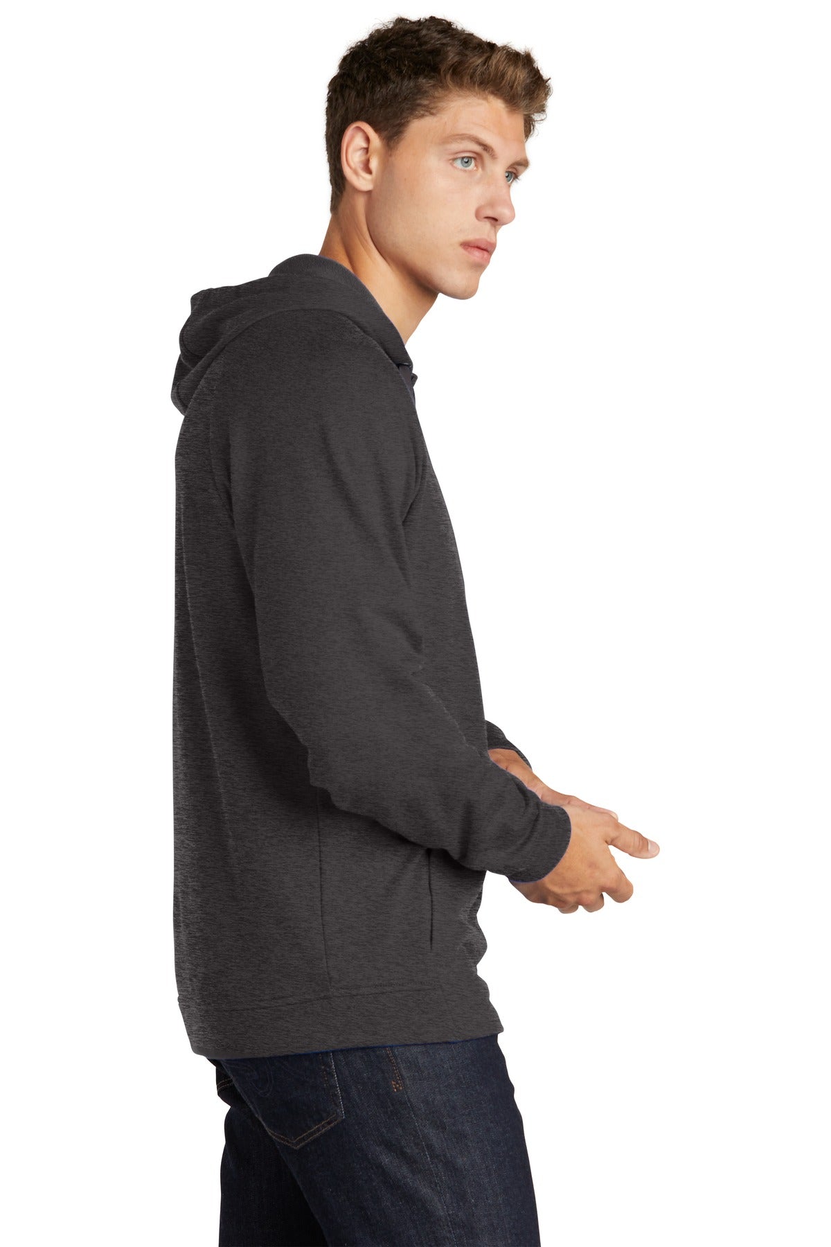 Heather Black Sport-Tek Lightweight French Terry Pullover Hoodie. ST272