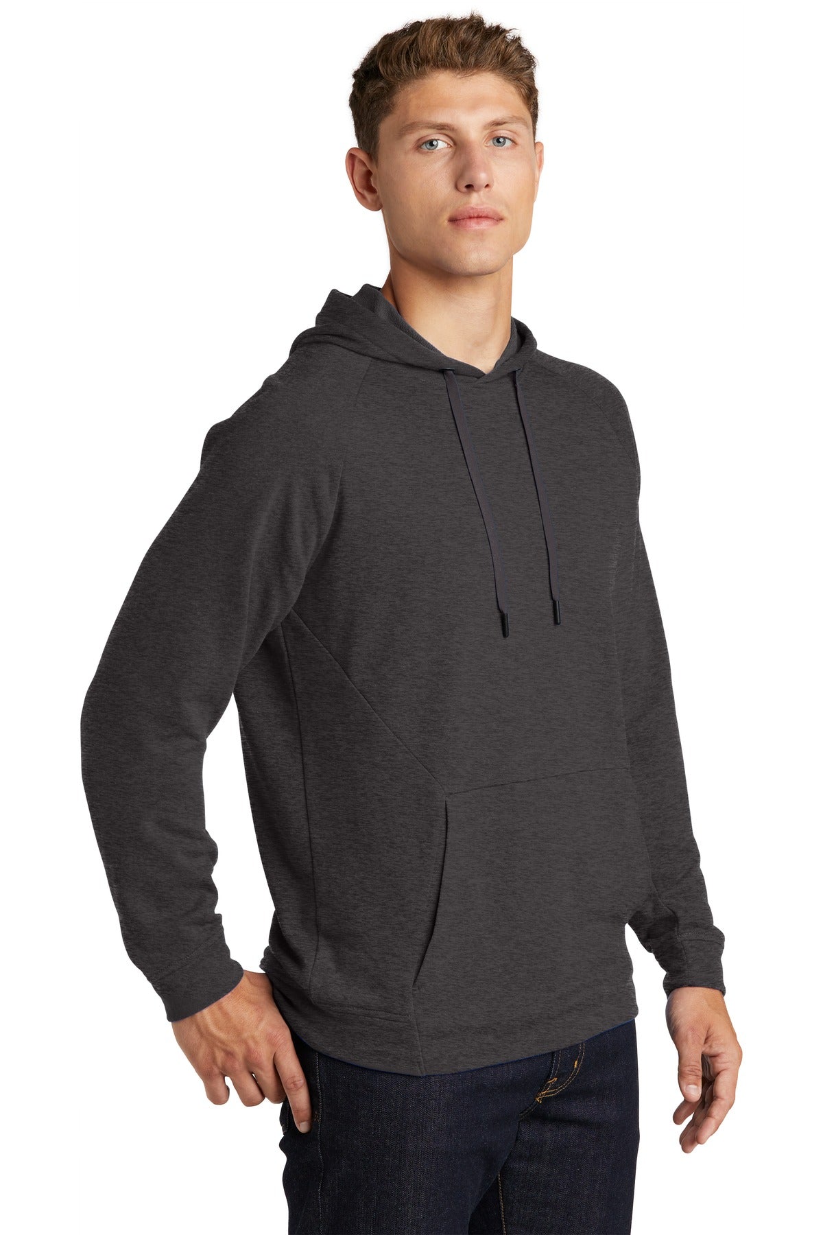 Heather Black Sport-Tek Lightweight French Terry Pullover Hoodie. ST272