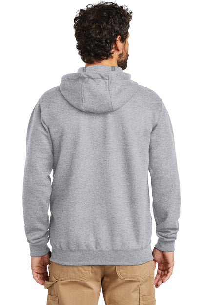 Heather Grey Carhartt Midweight Hooded Zip-Front Sweatshirt. CTK122
